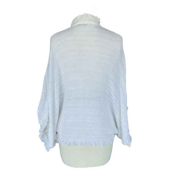 Vintage Saks Fifth Avenue 100% Cotton Delicate Knit Ruffled Cardigan Sweater - Picture 3 of 5